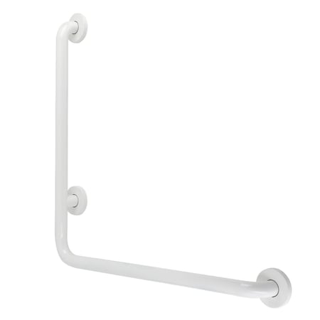 Kingston Brass Traditional GBL1424CSRW 24"x 24" L-Shaped Grab Bar - Right Hand, White, 27.06 L, Stainless Steel GBL1424CSRW